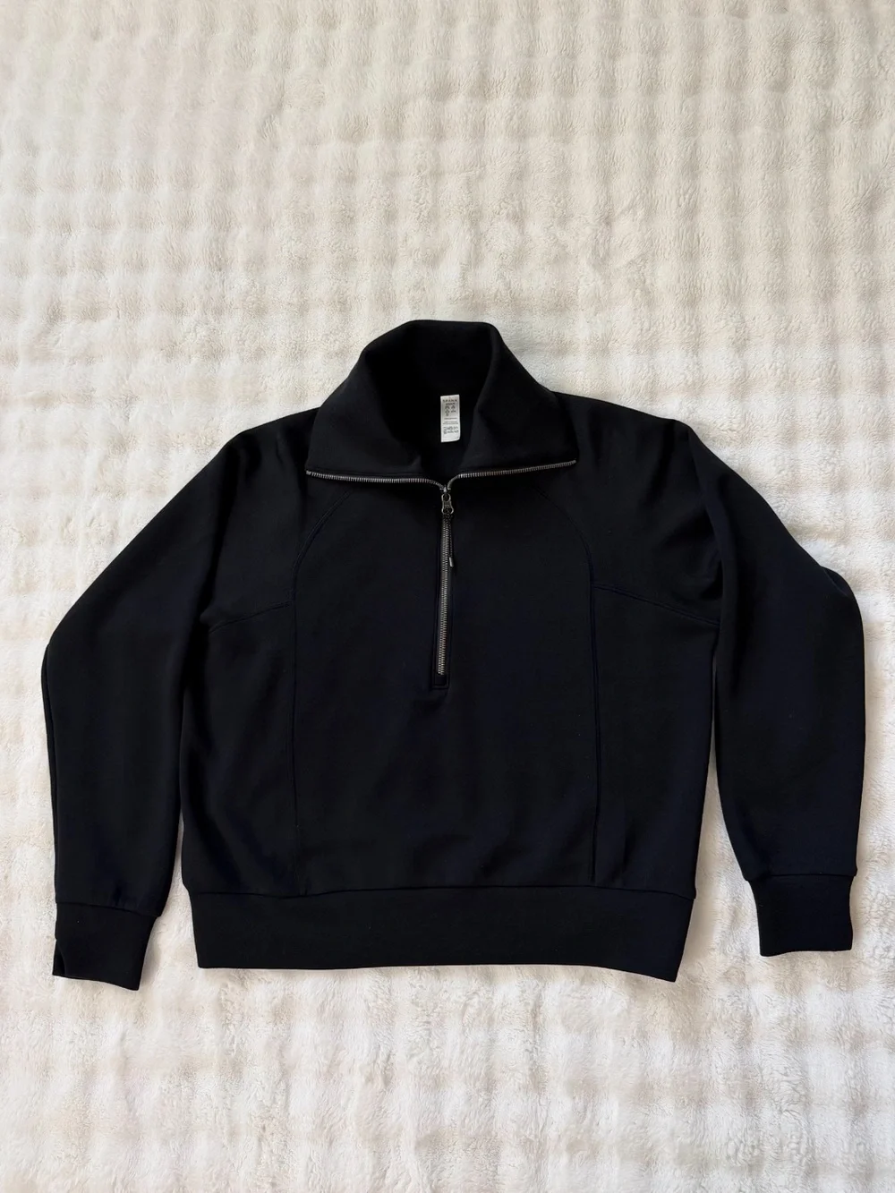 NEW SPANX AirEssentials Half-Zip Sweatshirt Very Black Size Small Coastal Chic - Picture 14 of 16